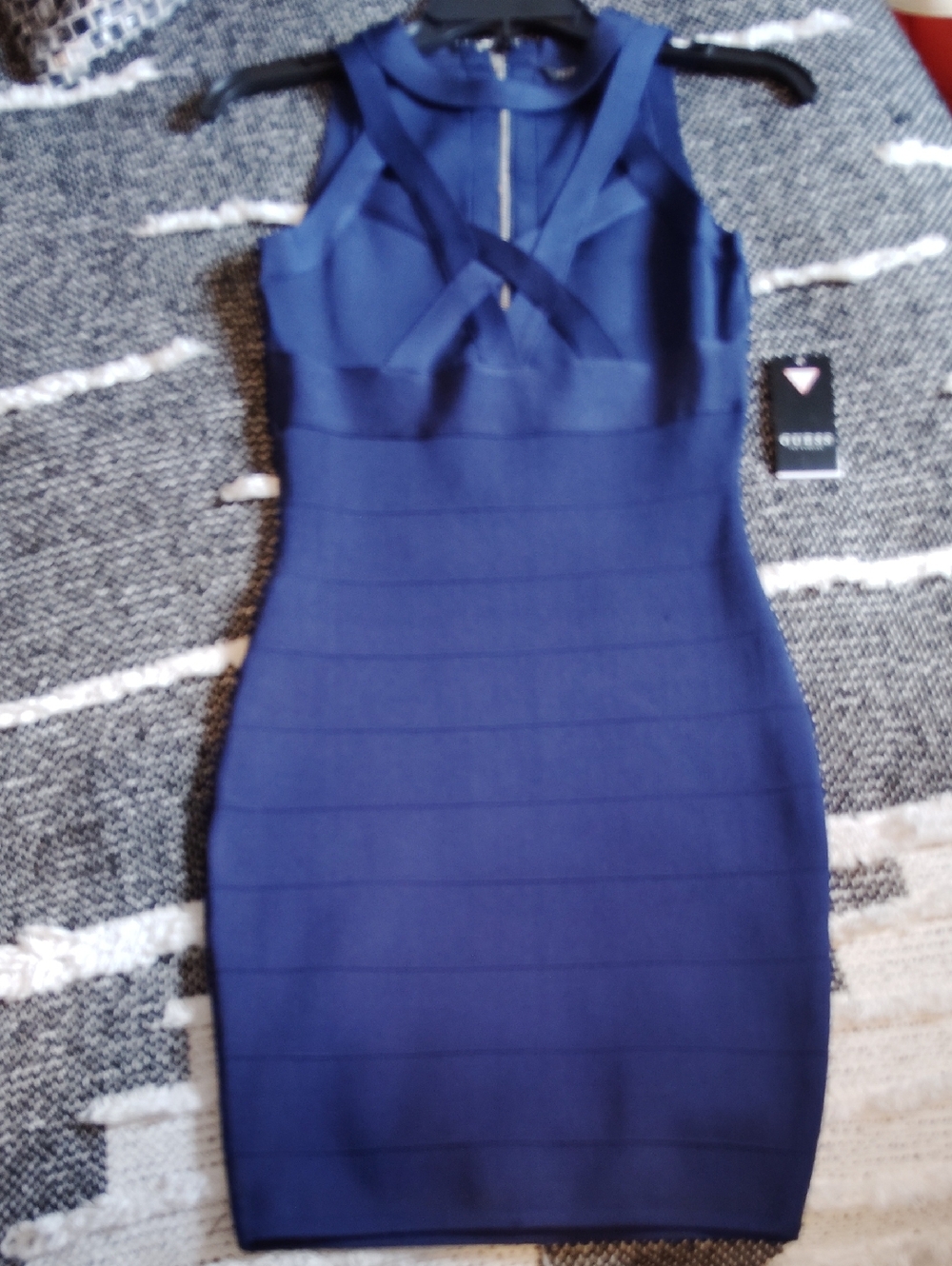 Guess Navy Crisscross Bodycon Mini Dress S NWT $128